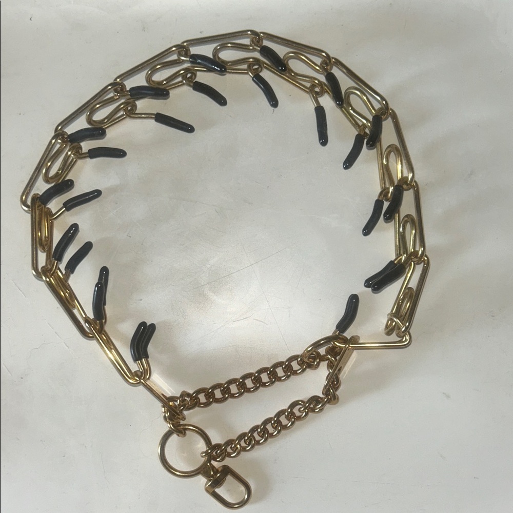 Gold Chain Collar with Black Rubber Tips